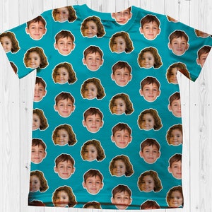 T-shirts enfants/animaux de compagnie/visage humain, T-shirt visage d'animal de compagnie, Visages sur la chemise, Cadeau photo personnalisé pour enfants, T-shirts visage personnalisés, T-shirt visage personnalisé