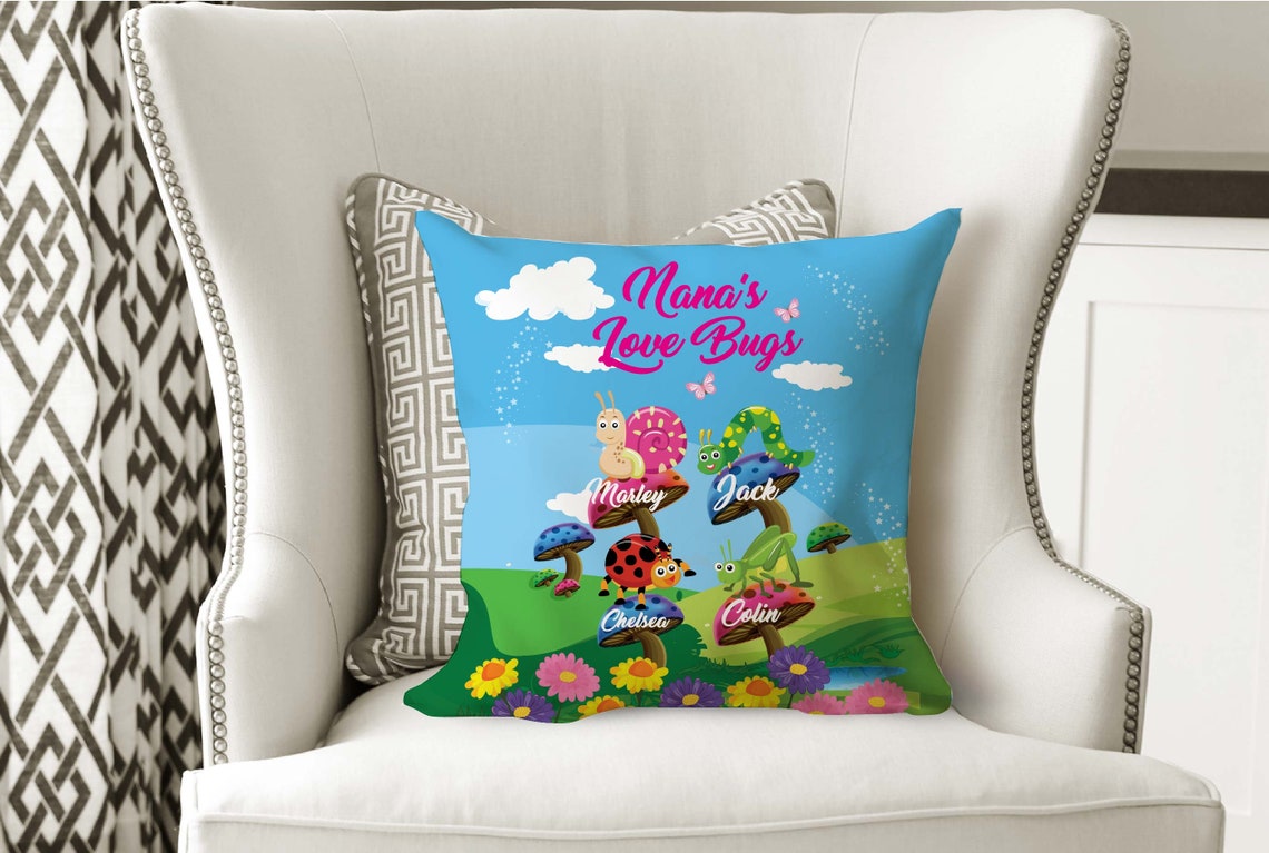 Nana's Love Bug Pillow 14x14 Personalized Grandma Cute Etsy