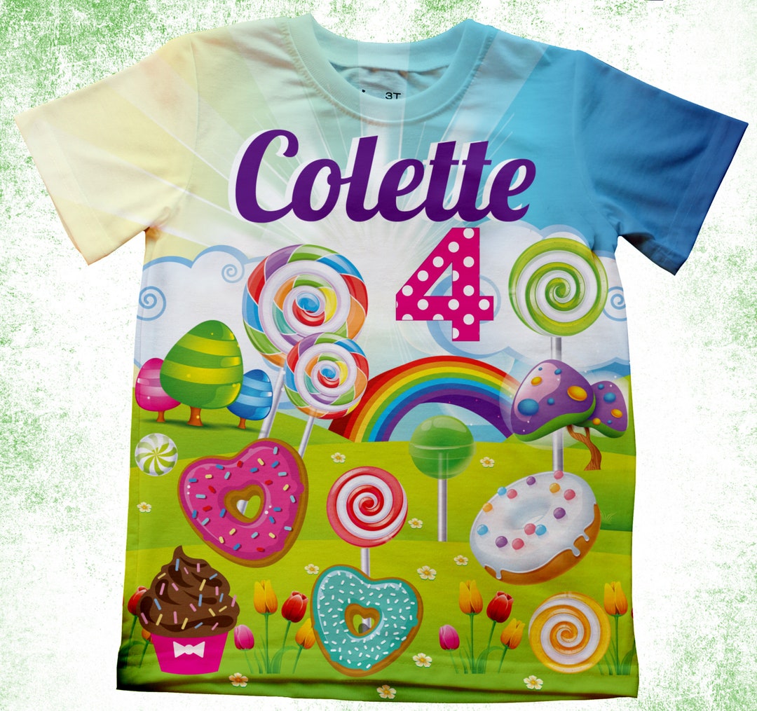 Candyland Birthday Shirt/personalized Rainbow Theme Donut Party T