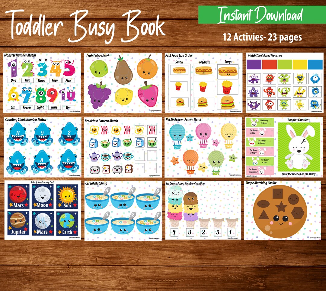 Toddler Busy Book, Toddler Activity Binder, Learning Busy Book