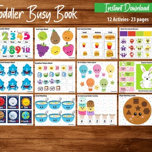 Toddler Busy Book, Toddler Activity Binder, Learning Busy Book, Activity Worksheets, Homeschool Learning, Instant Download, Busy Book Fun