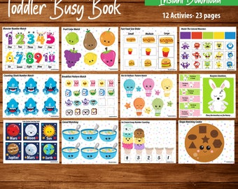 Toddler Busy Book, Kleinkind Aktivitätsbuch, Lernen Busy Book, Aktivitätsarbeitsblätter, Homeschool-Lernen, Sofortiger Download, Busy Book Fun