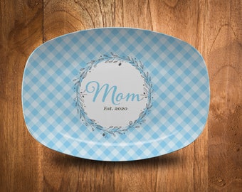 Plaid Platter for Mom, Grandma, 10x14 Platter, Gift From Kids, Grandkids Name on Platter, Serving Platter, Gift for Nana, Cookie Platter
