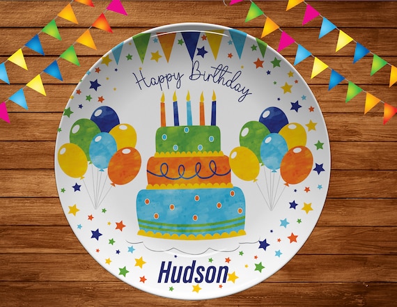 Personalized Birthday Plate/Boys Bday Party Plate/Happy Birthday Plate/First Birthday Boys or Girl/ Cake Birthday Plate/ 1st Birthday Il_570xn
