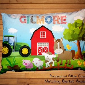 Farm pillowcase, farmhouse pillowcase, kids gifts, tracker pillowcase, cow pig horse pillowcase, 20x30 standard pillowcase