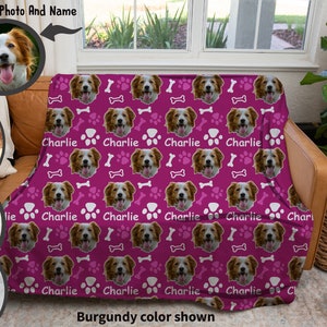 Custom Face Blanket /Personalized Pet Lover Blanket with Dog Faces/ Photo Pet Throw Blankets/Dog Bone Paw Printed Blanket/Dorm Blanket