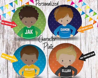 Personalized Character Face Plate/Custom Plate for Boys/ Boys Look Alike Dinnerware/Custom Kids Tableware/ Microwave Safe,Plate, Bowl, Mug