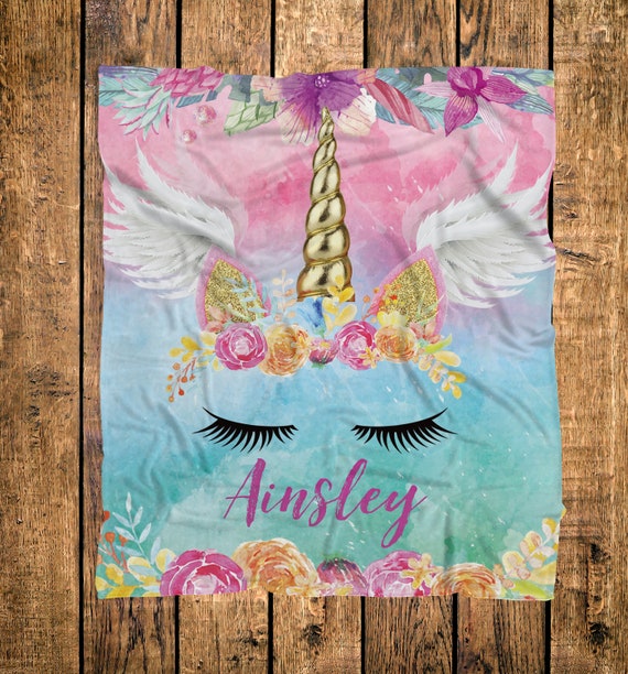Unicorn blankets with name hotsell