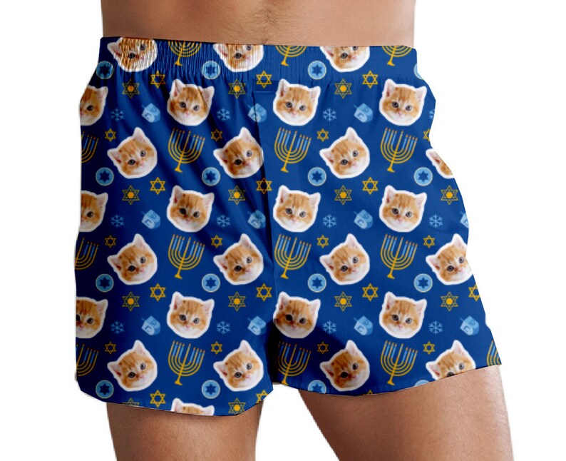 Funny Face Boxers Fun Gifts Holiday Photo Boxers HANUKKAH Face Boxers Selfie Boxers Hanukkah Pet boxer shorts Elf Yourself Face Photo