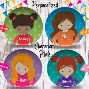 Personalized Character Face Plate/Custom Plate for Girls/ Girls Look Alike Dinnerware/Custom Kids Tableware/ Microwave Safe,Plate, Bowl, Mug