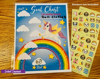 Girls Printable Rewards Chart, Unicorn Goal Chart, Unicorn Chore Tracker, Sticker Chart, Setting Goals, Learning Responsibility, Work Ethic