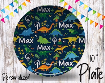 Personalized Dinosaur Plate/Custom Plates for Kids/ Dinosaur Dinnerware/Custom Kids Tableware/ Dinosaur Meal Set, Plate, Bowl, Mug  Placemat