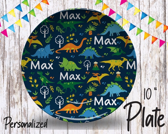 Personalized Dinosaur Plate/Custom Plates for Kids/ Dinosaur Dinnerware/Custom Kids Tableware/ Dinosaur Meal Set, Plate, Bowl, Mug Placemat Il_570xn