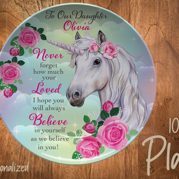 To My Daughter Plate/Girls Bday Party Plate/Unicorn Plate/Unicorn Birthday Plate/Girls Birthday Plate/Keepsake Plate/Memory Plate/