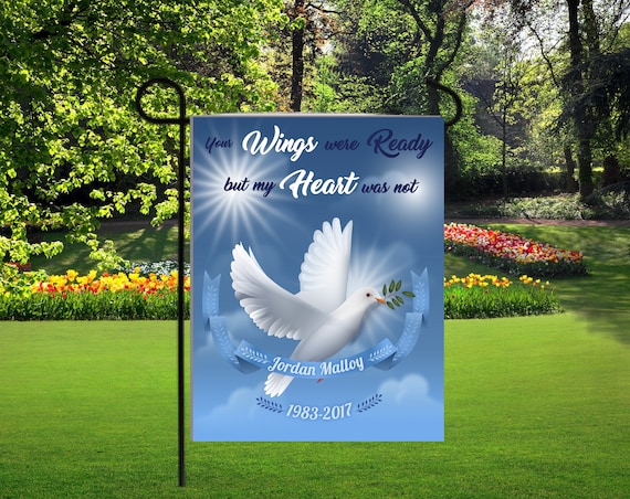 In Memory garden flags, dove garden flags, loss garden flags, graveyard decorations,Your wings were ready my heart was not, loss flag Il_570xn