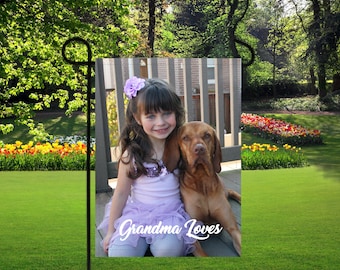 Photo garden flags, Photo lawn decor, grandkids photos on flags, Spring garden flag