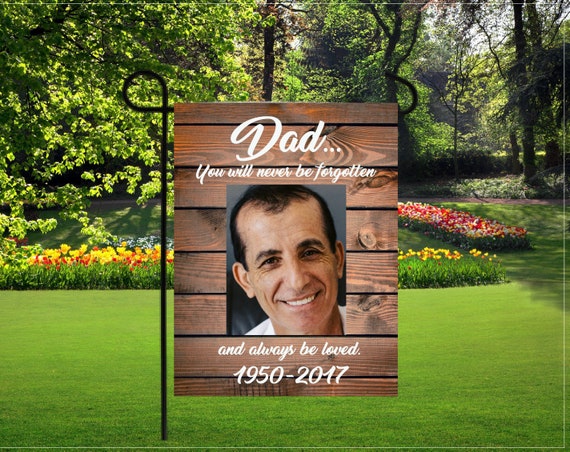 Dad Memory garden flags, family loss flags, loss garden flags, graveyard decorations, In memory dad, cemetery photo flag Il_570xn