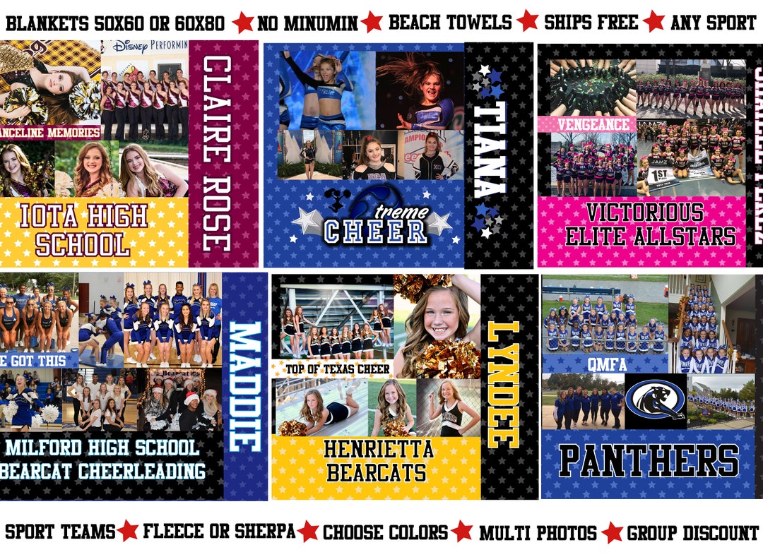 Cheer Team Blanket/personalized With Photos/any Sport/choose Own Colors ...