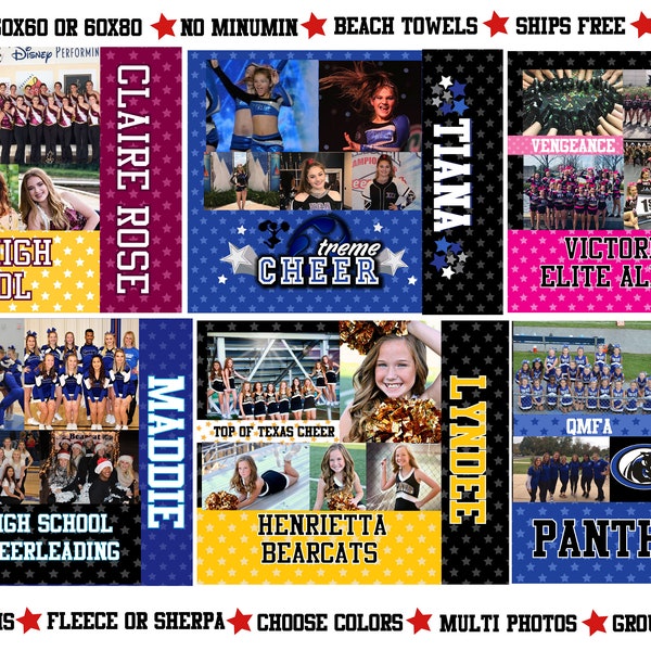 Cheer Team Blanket/Personalized With Photos/Any Sport/Choose Own Colors/Gift for Cheerleaders/Fan Gear/End of Year/Dance Team/Team Gifts