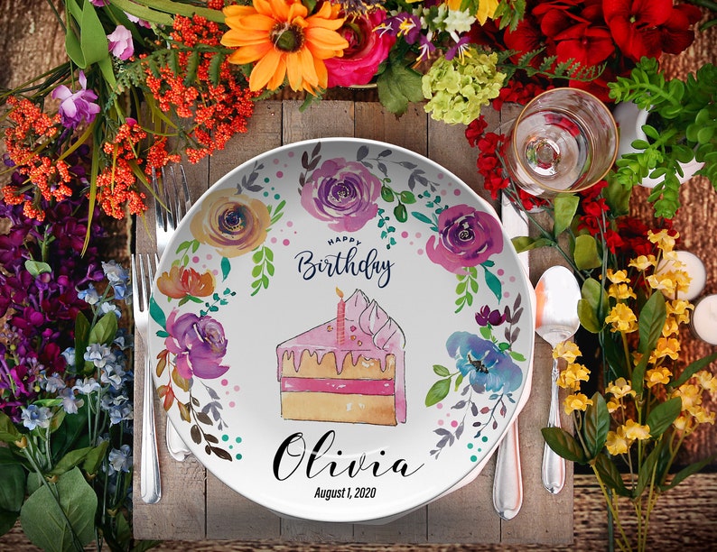 Personalized Birthday Plate/girls Bday Party Plate/happy Etsy