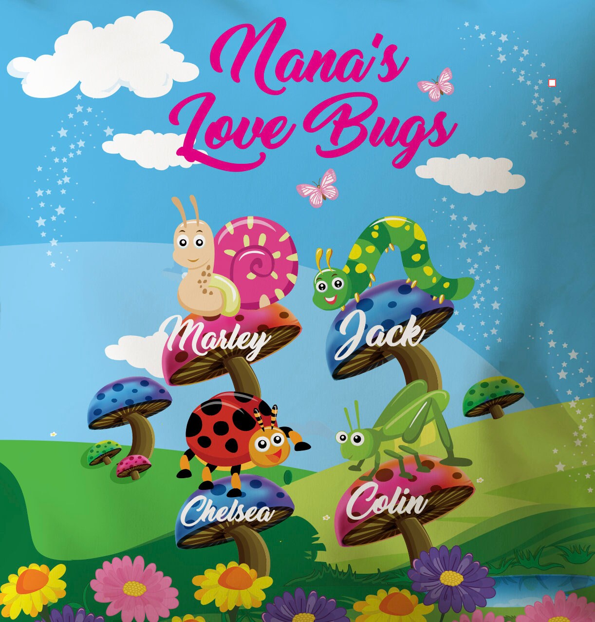 Nana's Love Bug Pillow 14x14 Personalized Grandma Cute Etsy