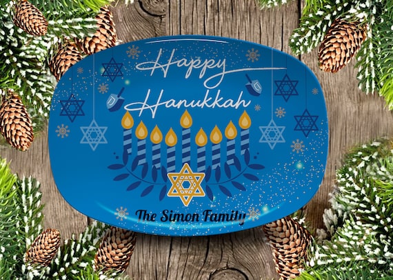 Hanukkah Serving Plate or Platter, Hanukkah Personalized Plate, Custom gifts,Personalized Serving Tray, Hanukkah Gifts, Hanukkah Gifts Il_570xn
