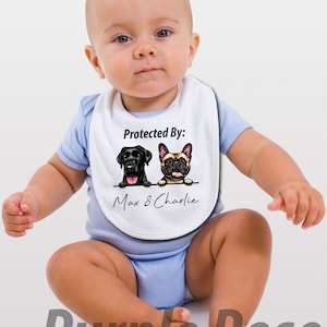 Dog Breed Baby Bib/Baby Shower Gift/New Best Friend Dog Bib/Custom Dog Bib/Personalized Dog Name bib/Baby Gift/Custom Pet Baby bib