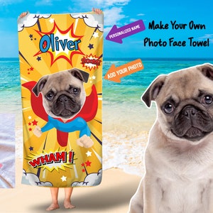 Face Super Hero  towels/ Photo personalized  face beach towel/Custom photo face towels/Super hero beach towels/ Pool party gift/Ships free
