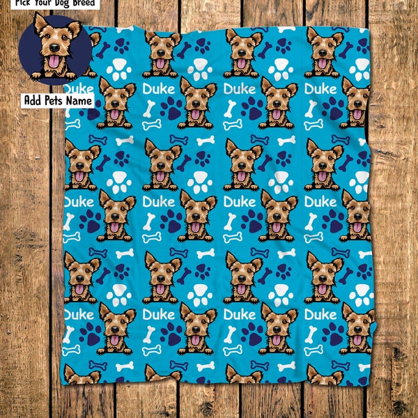 Custom Dog Breed Name Blanket/Personalized Paw Print Name Blanket For Pet/ Personalized Puppy Blanket/Dog Breed Bed Blanket/DogLover Gift