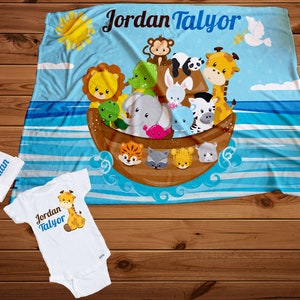 Noah Arc baby blanket, take me home sets, Blankets set or separates, Animals swaddle blanket, Baby shower gifts, Newborn boy
