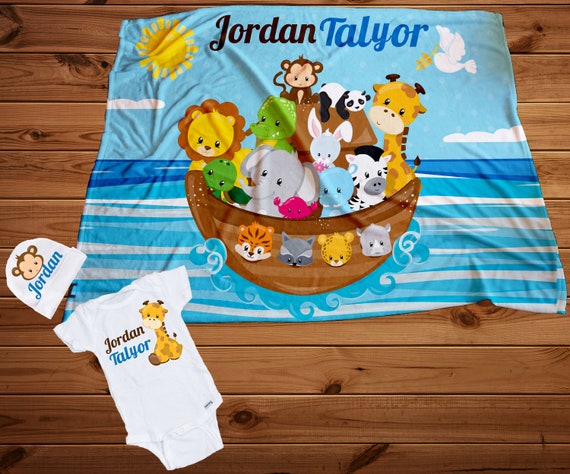 Noah Arc baby blanket, take me home sets, Blankets set or separates, Animals swaddle blanket, Baby shower gifts, Newborn boy Il_570xn