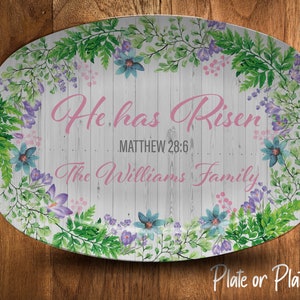 He Has Risen Platter, 10x14 Platter, Easter Platter, Easter Holiday Platter, Spring Serving Platter, Easter Decor,Easter Plate,Free shipping