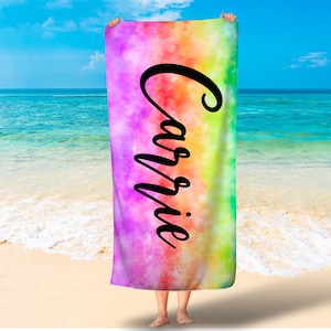 Personalized Tye dye beach towel/Tween girls towel/ Girls personalized beach towel/Kids name beach towels/Teen beach towel/Free Shipping