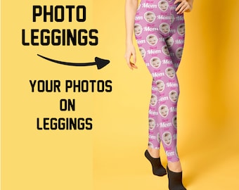 Best Mom Leggings, Custom Photo Leggings, Personalized Kids Face Leggings, Mom Leggings, Face On Leggings, Mom Yoga Pants
