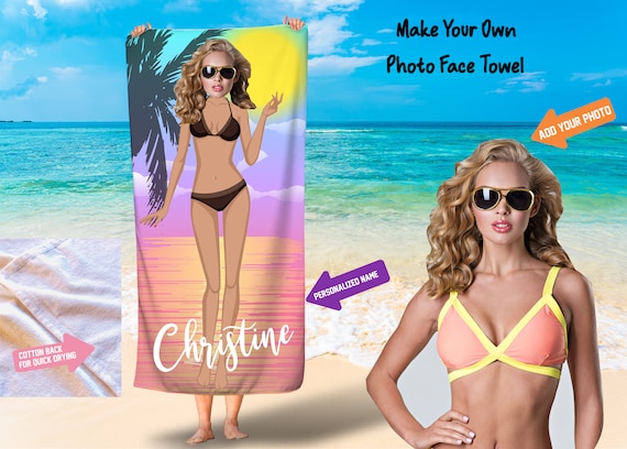Funny Personalized Beach Towels/ Photo Face Beach Towel/custom