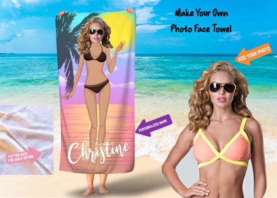 Funny Personalized Beach Towels/ Photo Face Beach Towel/custom