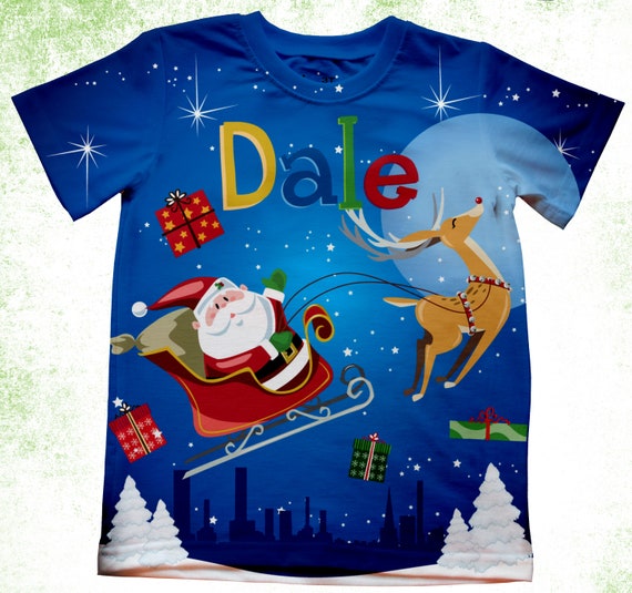 Camiseta de Navidad de Santa Camisetas personalizadas de Navidad Camisas de reno navidenas para ninos Camisas para jovenes y adultos Fiesta de