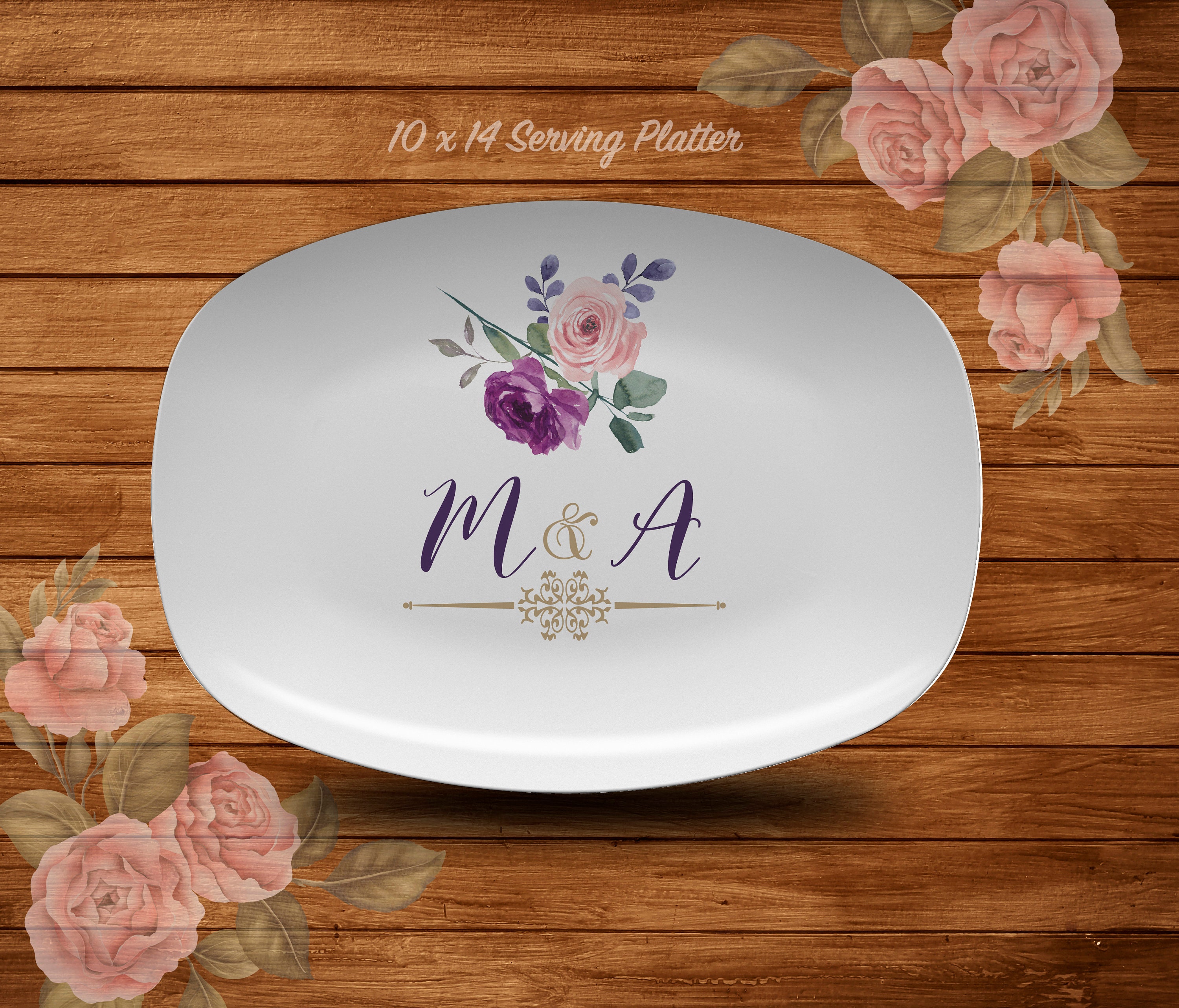 Monogram Serving Platter Personalized Wedding Platter Custom Etsy