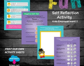 Kinderdagboek, mindfulness, leuke kinderactiviteit, groeimindset-werkbladen, homeschool afdrukbaar, veerkracht, digitale download