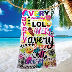 Personalized beach towel, Custom name beach towel, beach towel, custom with names, Tween gifts, cute name blanket