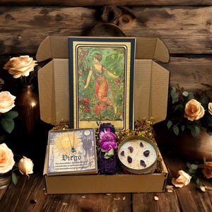 Virgo Zodiac Necklace Gift Set/Astrology Self-Care Kit/Astrology Birthday Box/Mindfulness Sticker Journal/Virgo Keepsake Box/Smudge Candle