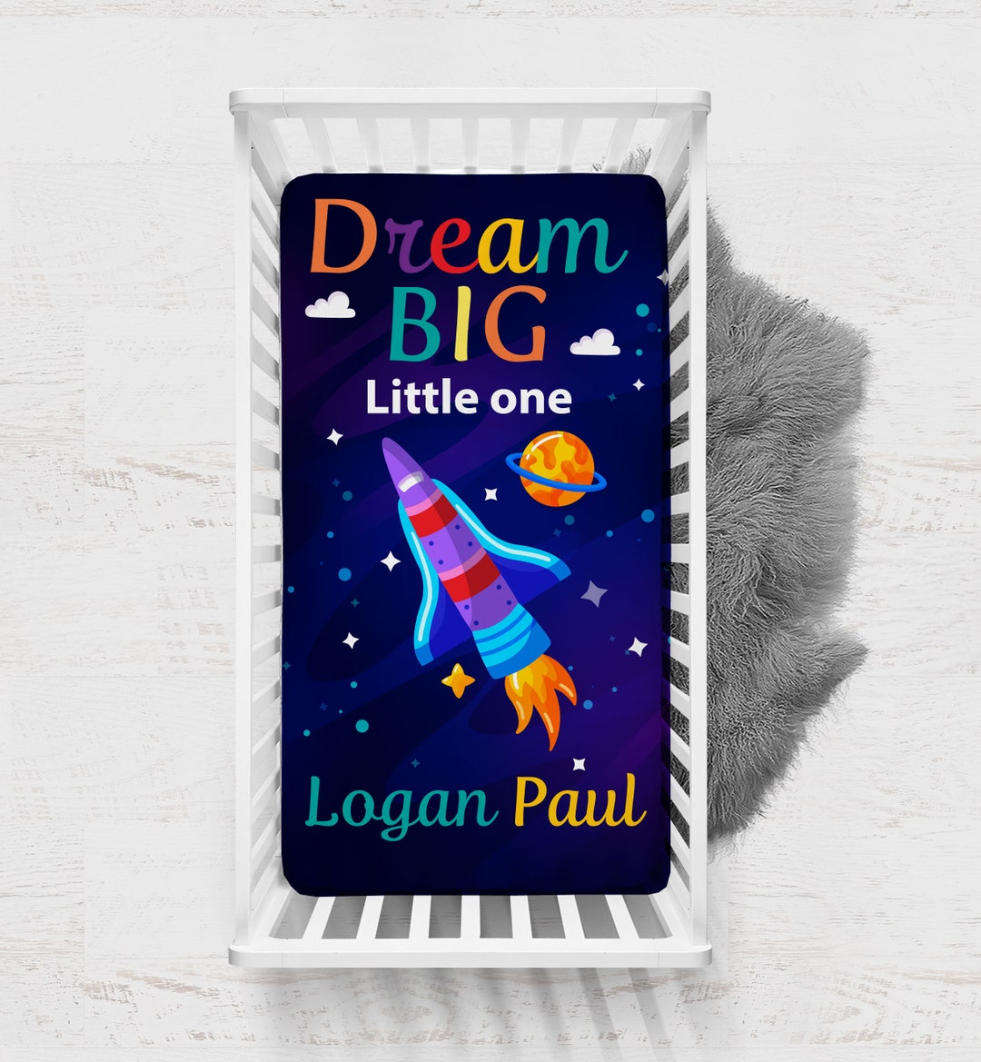 Space Nursery, Boys Space Crib Sheet, Space Blanket, Toddler Dream Big