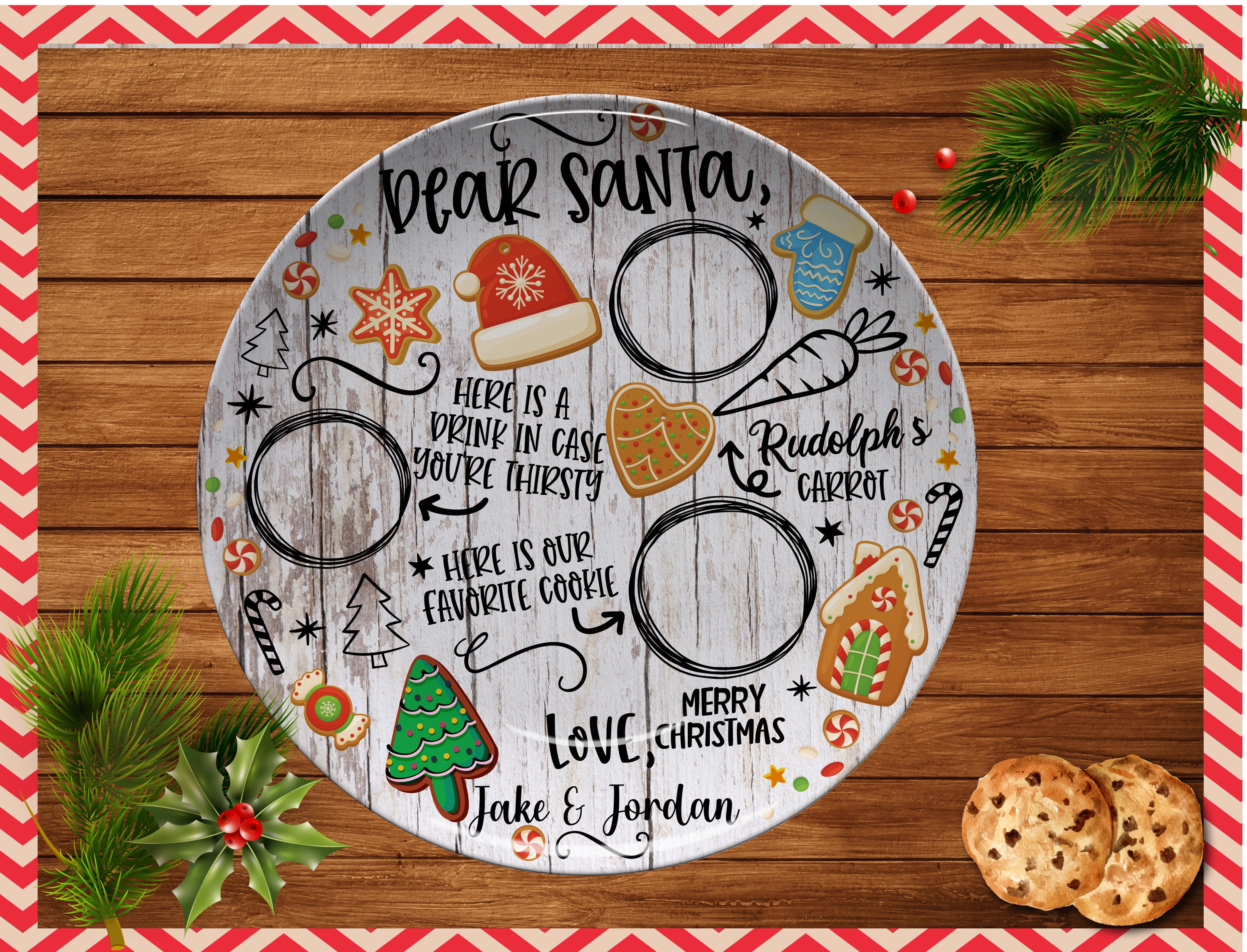 Cookies for Santa/Personalized Santa Cookie Platter/Kids HolidayCookie Plate/Custom Christmas Plate/Christmas Platter/Carrots for Reindeer