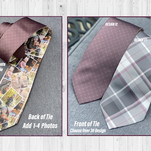 Personalized Collage Photo Necktie/Fashion Necktie With Collage Photos On Back/Back Of Tie Photo/Wedding Tie/Funeral Tie/Memory Tie