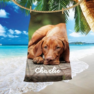 Photo beach towel, Custom dog beach towel, photo beach towel, custom photo with names,