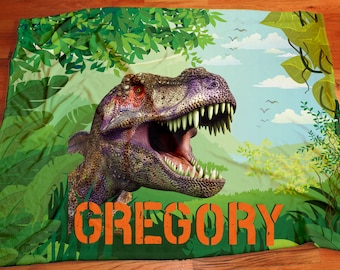 Personalized dinosaur blankets, Personalized T-Rex blanket, dinosaur boys bedding, Custom bedding for boys, Plush fleece