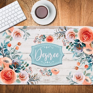 Personalized Desk Mat, Personalized Desk Cushion Pad, Custom Desk Pad, Monogrammed Desk Blotter Mat, Mouse Pad, Vintage Wood Decor