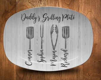 Mens BBQ Grilling Platter, Fathers Day Gifts, BBQ Gifts, Serving Platter for Men, Custom Serving Platter, Personalized Mens Gifts,