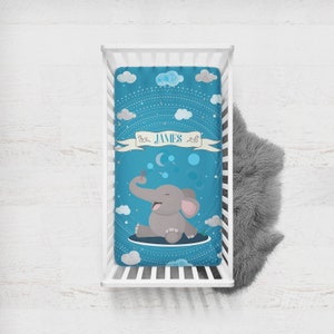 Boys Elephant bedding, personalized Elephant blanket, circus elephant baby blanket set set or separates