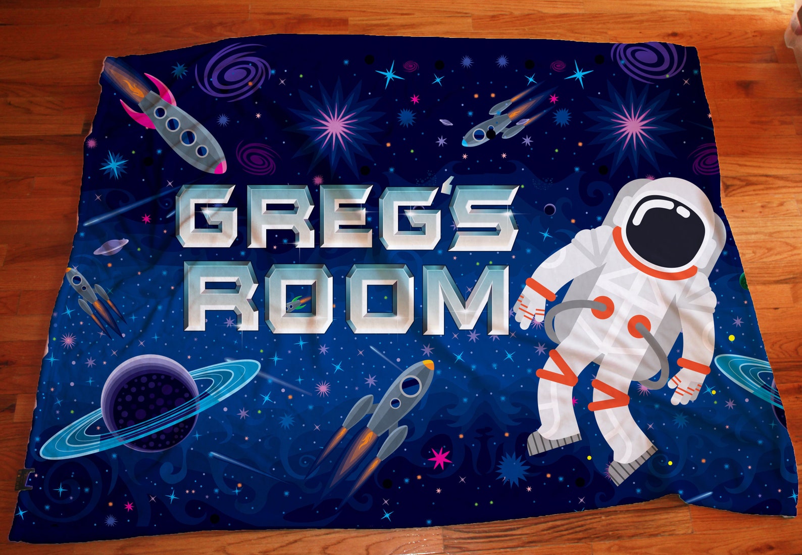 Space Blankets Personalized Name Blanket Outta Space Boys Etsy